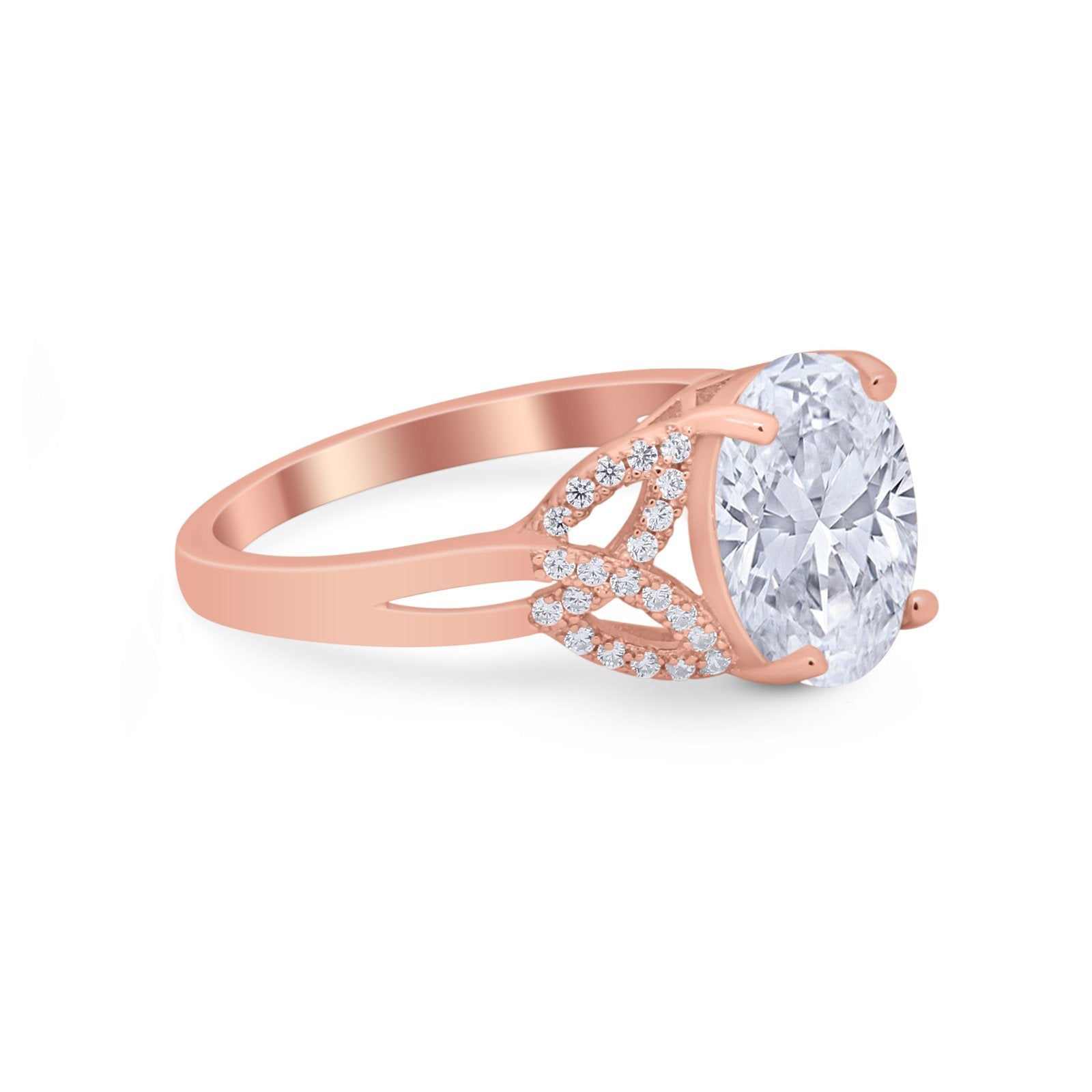 Celtic Oval Wedding Engagement Ring Round Cubic Zirconia 925 Sterling Silver