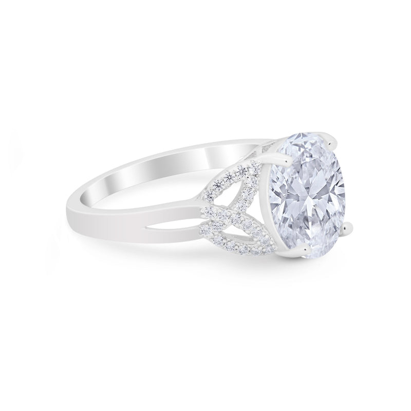 Celtic Oval Wedding Engagement Ring Round Cubic Zirconia 925 Sterling Silver