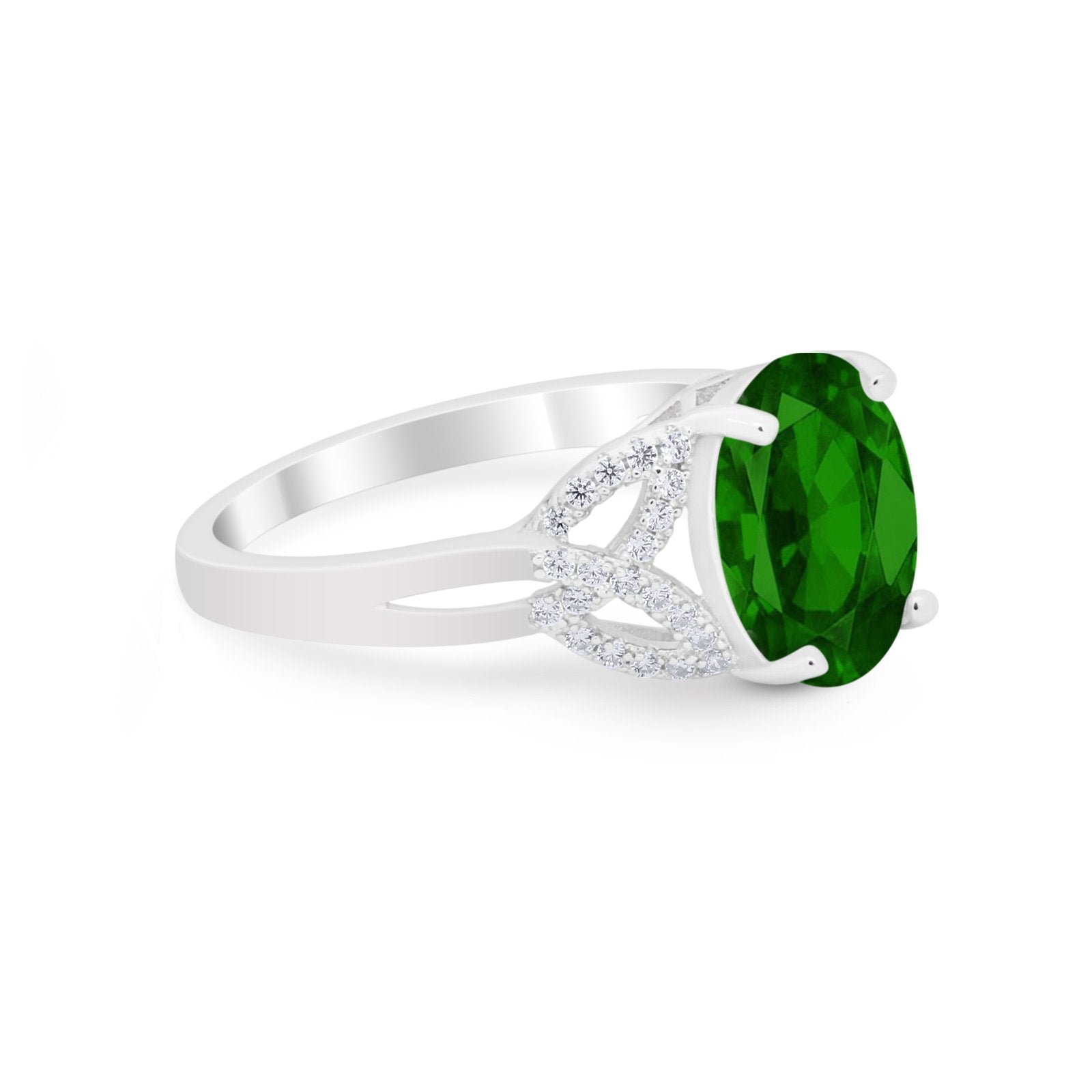 Celtic Oval Wedding Engagement Ring Round Cubic Zirconia 925 Sterling Silver
