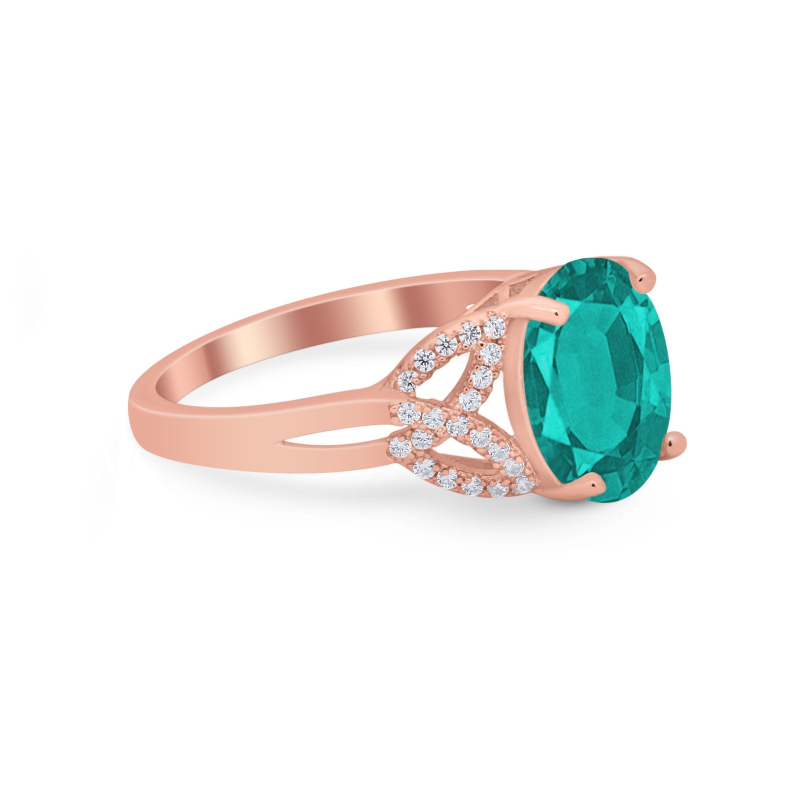 Celtic Oval Wedding Engagement Ring Round Cubic Zirconia 925 Sterling Silver