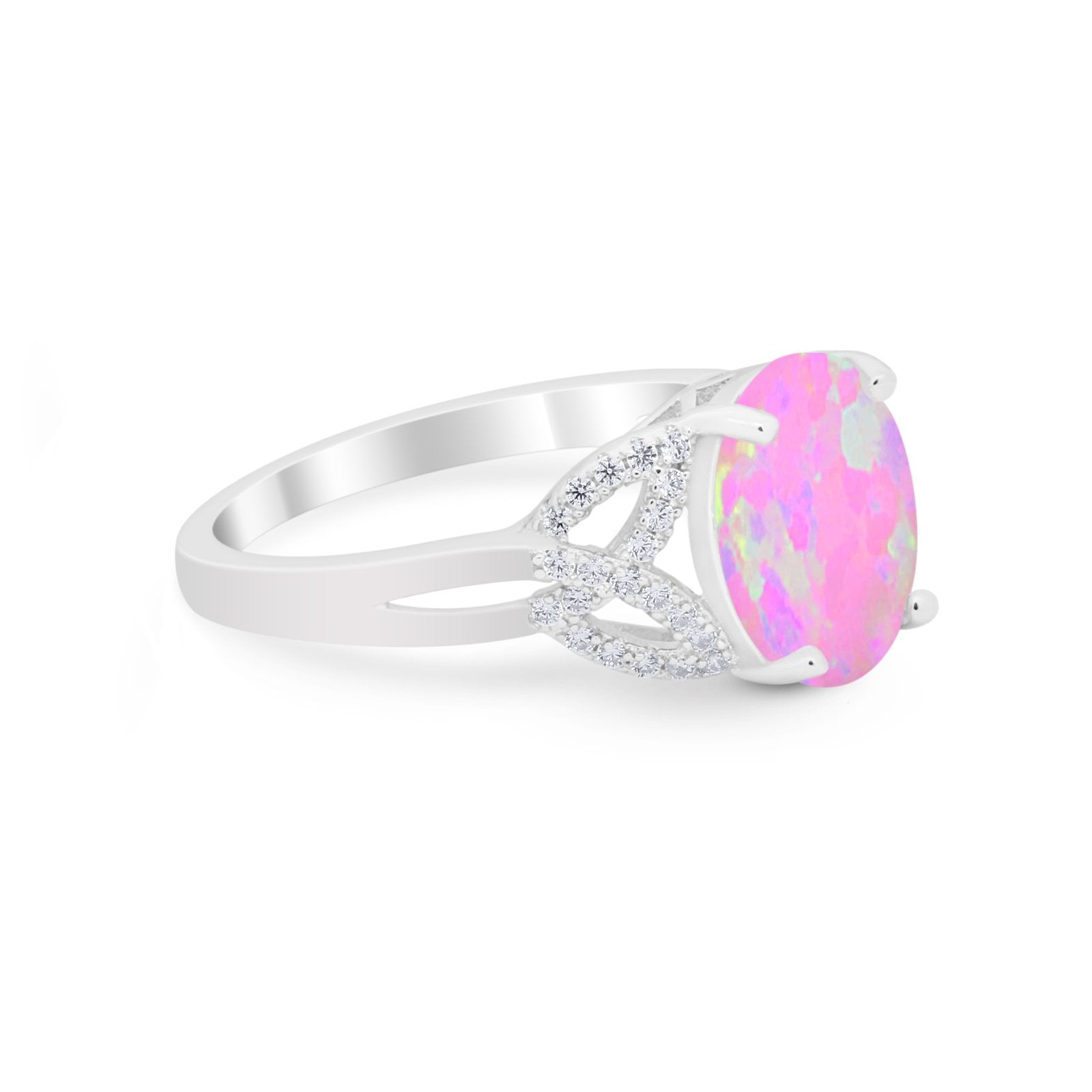 Celtic Oval Wedding Engagement Ring Round Cubic Zirconia 925 Sterling Silver