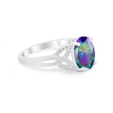 Celtic Oval Wedding Engagement Ring Round Cubic Zirconia 925 Sterling Silver