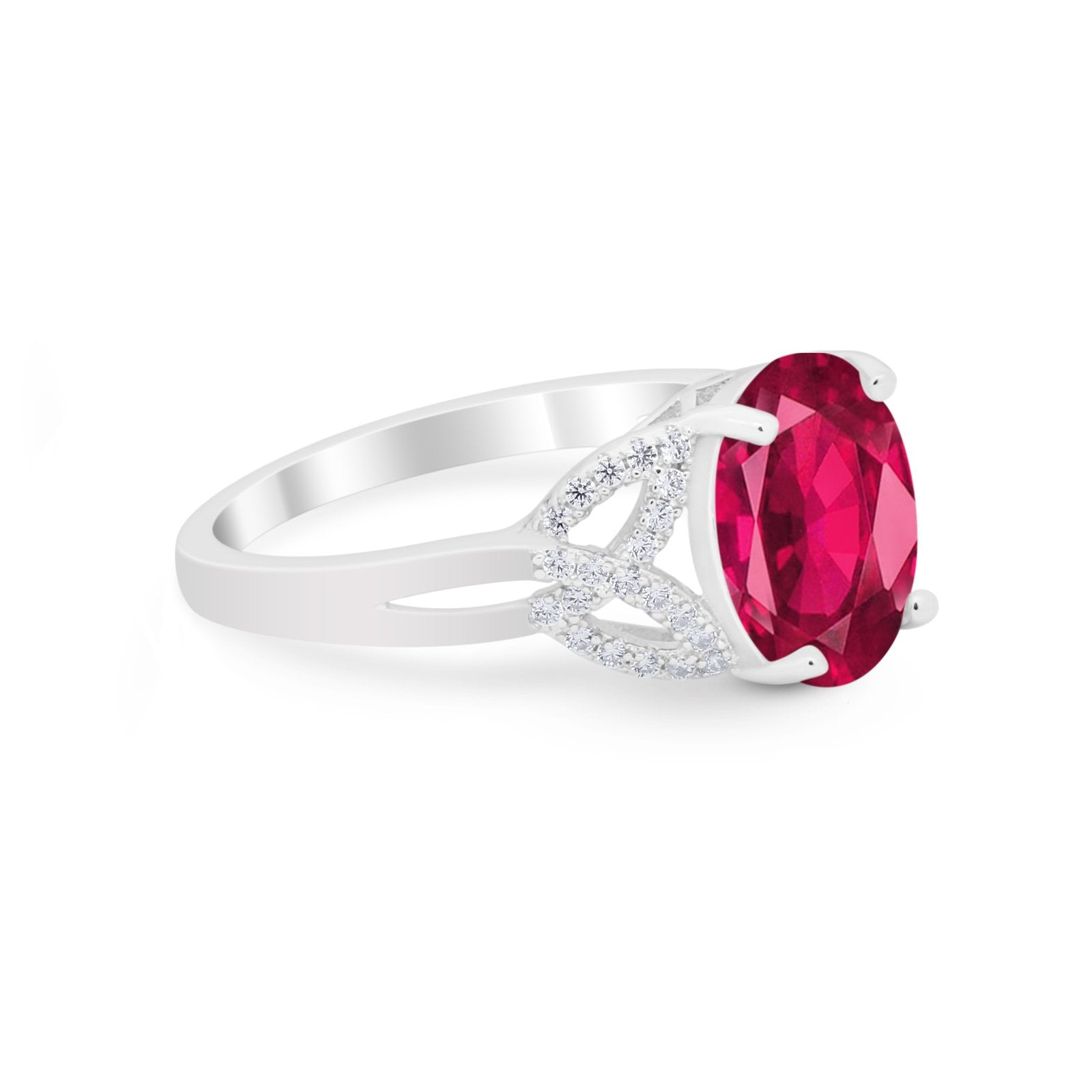 Celtic Oval Wedding Engagement Ring Round Cubic Zirconia 925 Sterling Silver