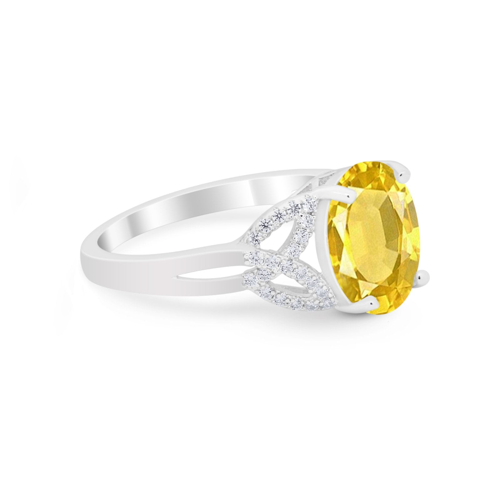 Celtic Oval Wedding Engagement Ring Round Cubic Zirconia 925 Sterling Silver