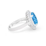 Oval Vintage Art Deco Wedding Ring Round Cubic Zirconia 925 Sterling Silver