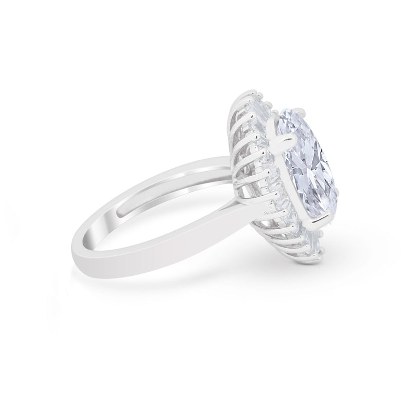 Oval Vintage Art Deco Wedding Ring Round Cubic Zirconia 925 Sterling Silver