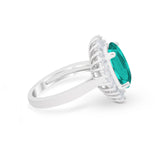 Oval Vintage Art Deco Wedding Ring Round Cubic Zirconia 925 Sterling Silver
