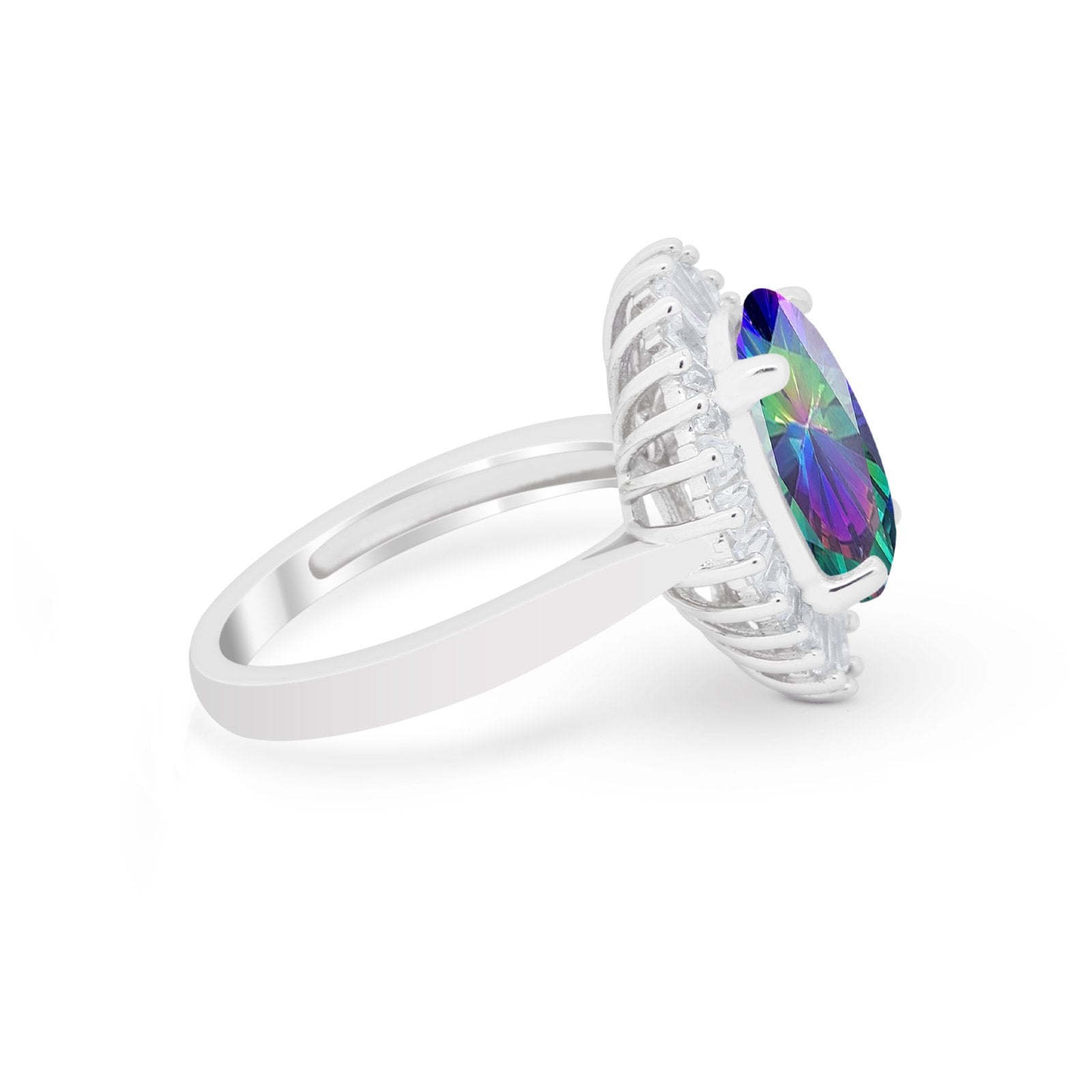 Oval Vintage Art Deco Wedding Ring Round Cubic Zirconia 925 Sterling Silver