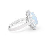 Oval Vintage Art Deco Wedding Ring Round Cubic Zirconia 925 Sterling Silver