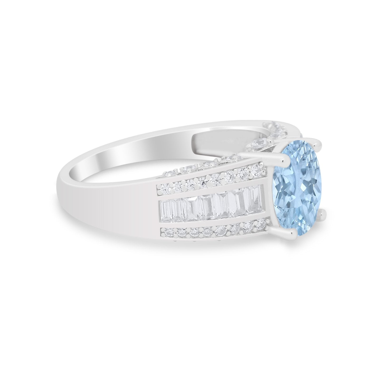 Vintage Oval Engagement Ring Round Simulated Cubic Zirconia 925 Sterling Silver