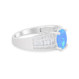 Vintage Oval Engagement Ring Round Simulated Cubic Zirconia 925 Sterling Silver