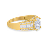 Vintage Oval Engagement Ring Round Simulated Cubic Zirconia 925 Sterling Silver