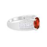 Vintage Oval Engagement Ring Round Simulated Cubic Zirconia 925 Sterling Silver