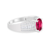Vintage Oval Engagement Ring Round Simulated Cubic Zirconia 925 Sterling Silver