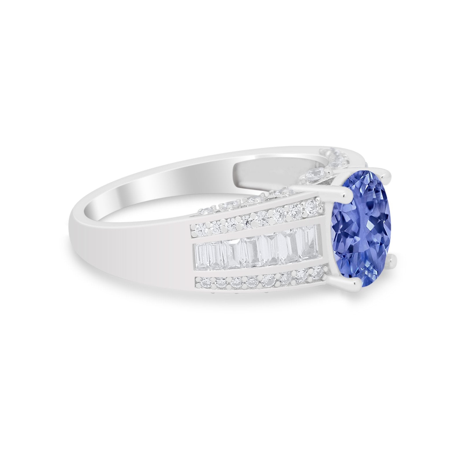 Vintage Oval Engagement Ring Round Simulated Cubic Zirconia 925 Sterling Silver