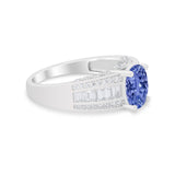 Vintage Oval Engagement Ring Round Simulated Cubic Zirconia 925 Sterling Silver