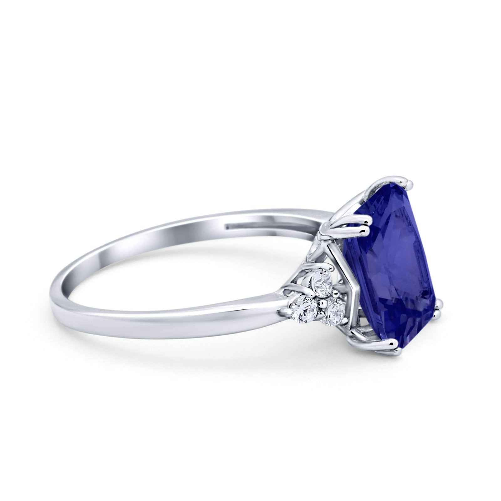 Art Deco Wedding Ring Round Simulated Cubic Zirconia 925 Sterling Silver