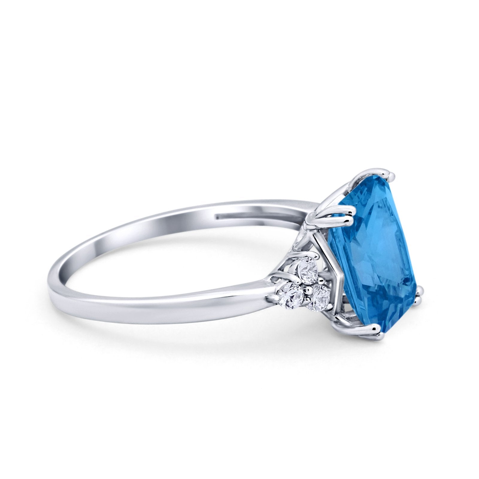 Art Deco Wedding Ring Round Simulated Cubic Zirconia 925 Sterling Silver