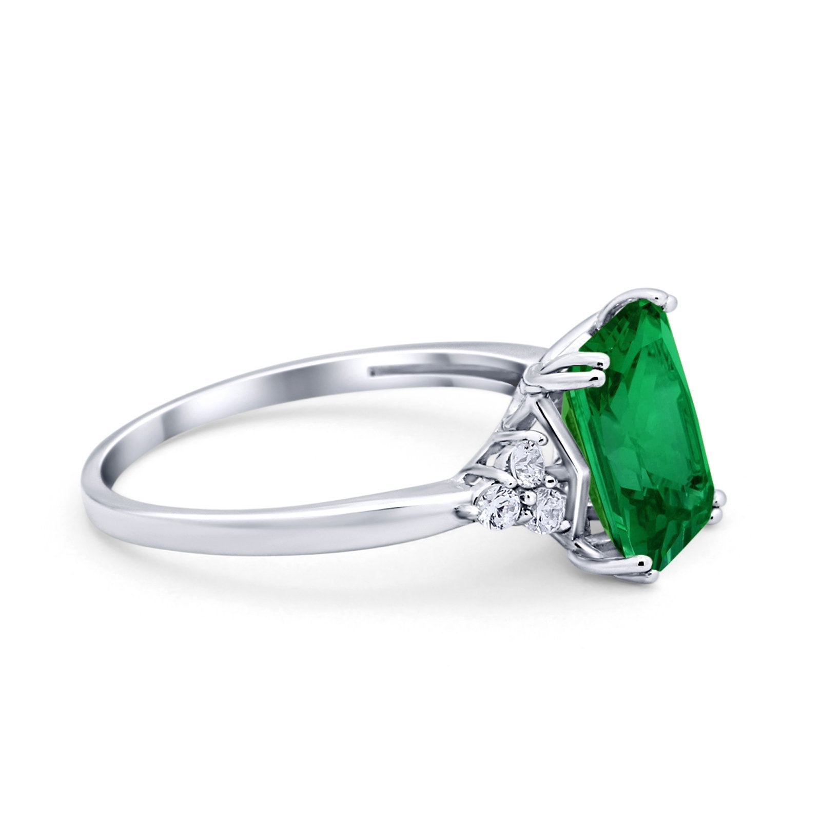 Art Deco Wedding Ring Round Simulated Cubic Zirconia 925 Sterling Silver