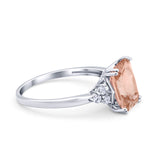 Art Deco Wedding Ring Round Simulated Cubic Zirconia 925 Sterling Silver