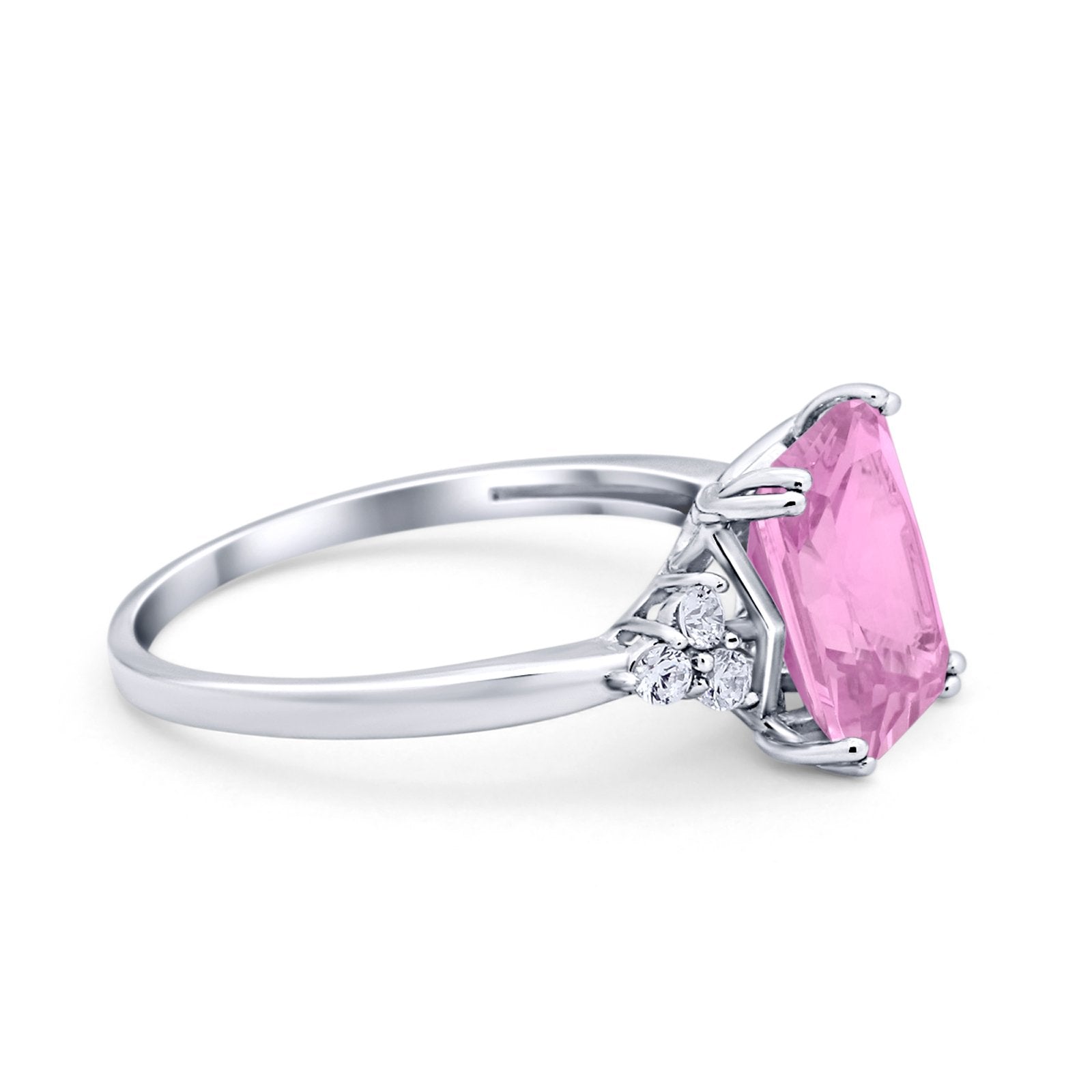 Art Deco Wedding Ring Round Simulated Cubic Zirconia 925 Sterling Silver