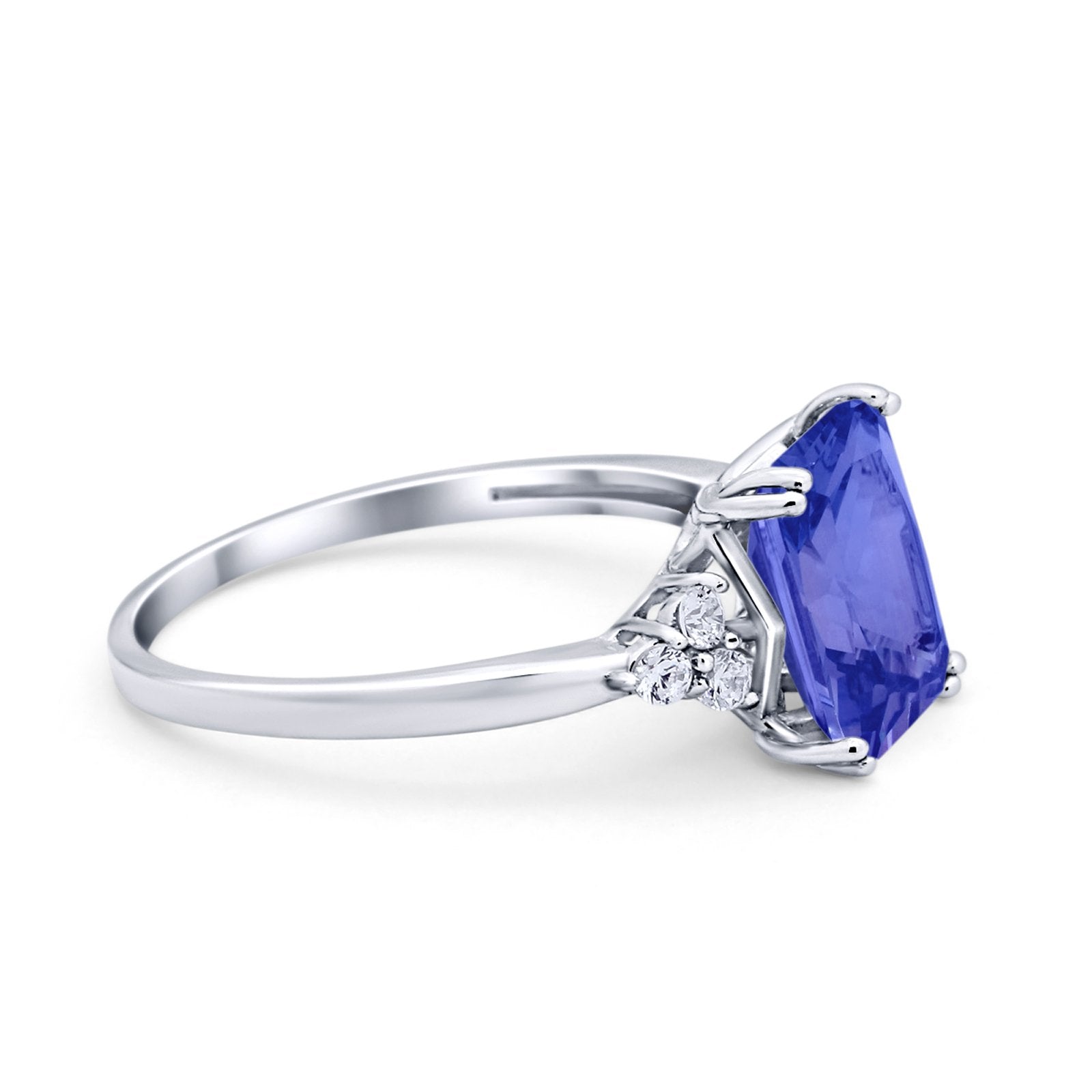 Art Deco Wedding Ring Round Simulated Cubic Zirconia 925 Sterling Silver