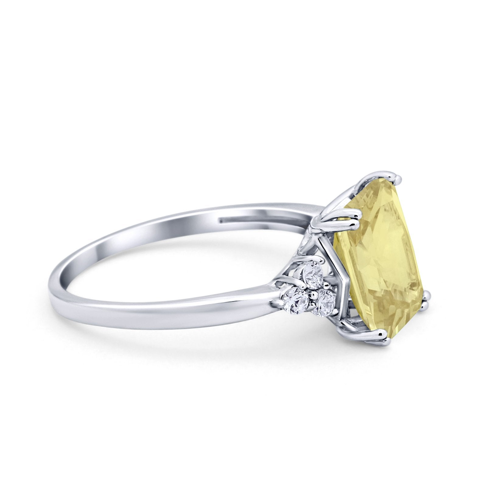 Art Deco Wedding Ring Round Simulated Cubic Zirconia 925 Sterling Silver