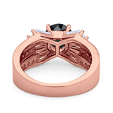 Art Dec Wedding Bridal Ring Round Simulated Cubic Zirconia 925 Sterling Silver