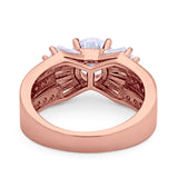 Art Dec Wedding Bridal Ring Round Simulated Cubic Zirconia 925 Sterling Silver