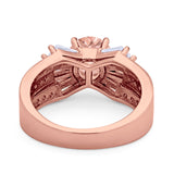 Art Dec Wedding Bridal Ring Round Simulated Cubic Zirconia 925 Sterling Silver