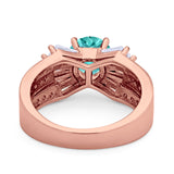 Art Dec Wedding Bridal Ring Round Simulated Cubic Zirconia 925 Sterling Silver