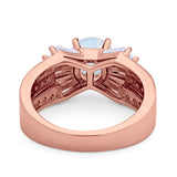 Art Dec Wedding Bridal Ring Round Simulated Cubic Zirconia 925 Sterling Silver