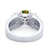 Art Dec Wedding Bridal Ring Round Simulated Cubic Zirconia 925 Sterling Silver