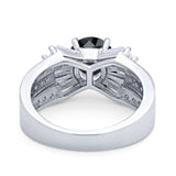 Art Dec Wedding Bridal Ring Round Simulated Cubic Zirconia 925 Sterling Silver