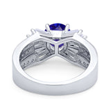 Art Dec Wedding Bridal Ring Round Simulated Cubic Zirconia 925 Sterling Silver