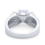 Art Dec Wedding Bridal Ring Round Simulated Cubic Zirconia 925 Sterling Silver