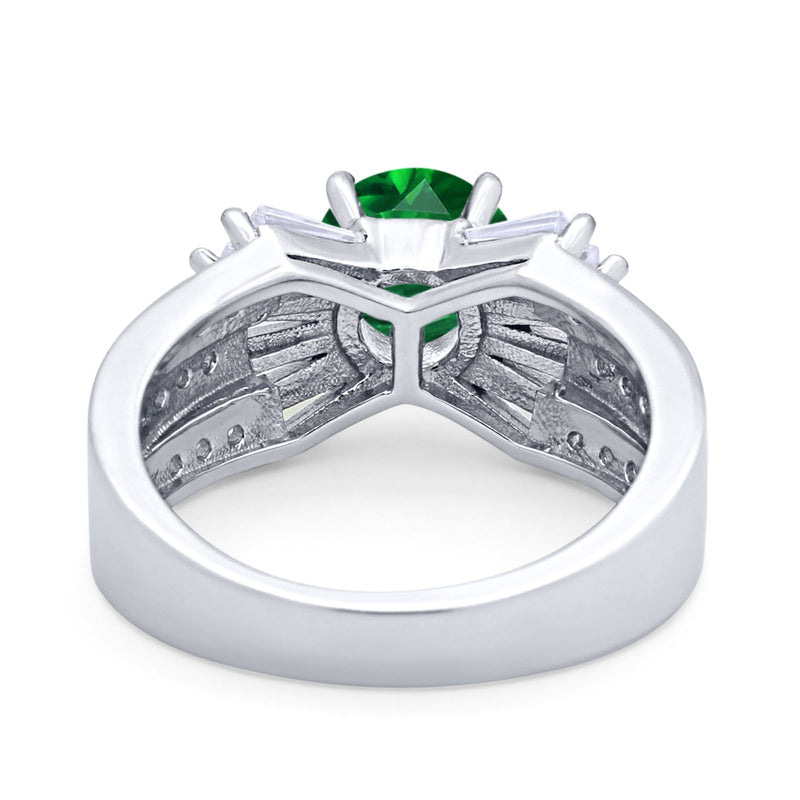 Art Dec Wedding Bridal Ring Round Simulated Cubic Zirconia 925 Sterling Silver