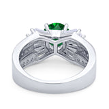 Art Dec Wedding Bridal Ring Round Simulated Cubic Zirconia 925 Sterling Silver