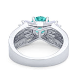 Art Dec Wedding Bridal Ring Round Simulated Cubic Zirconia 925 Sterling Silver