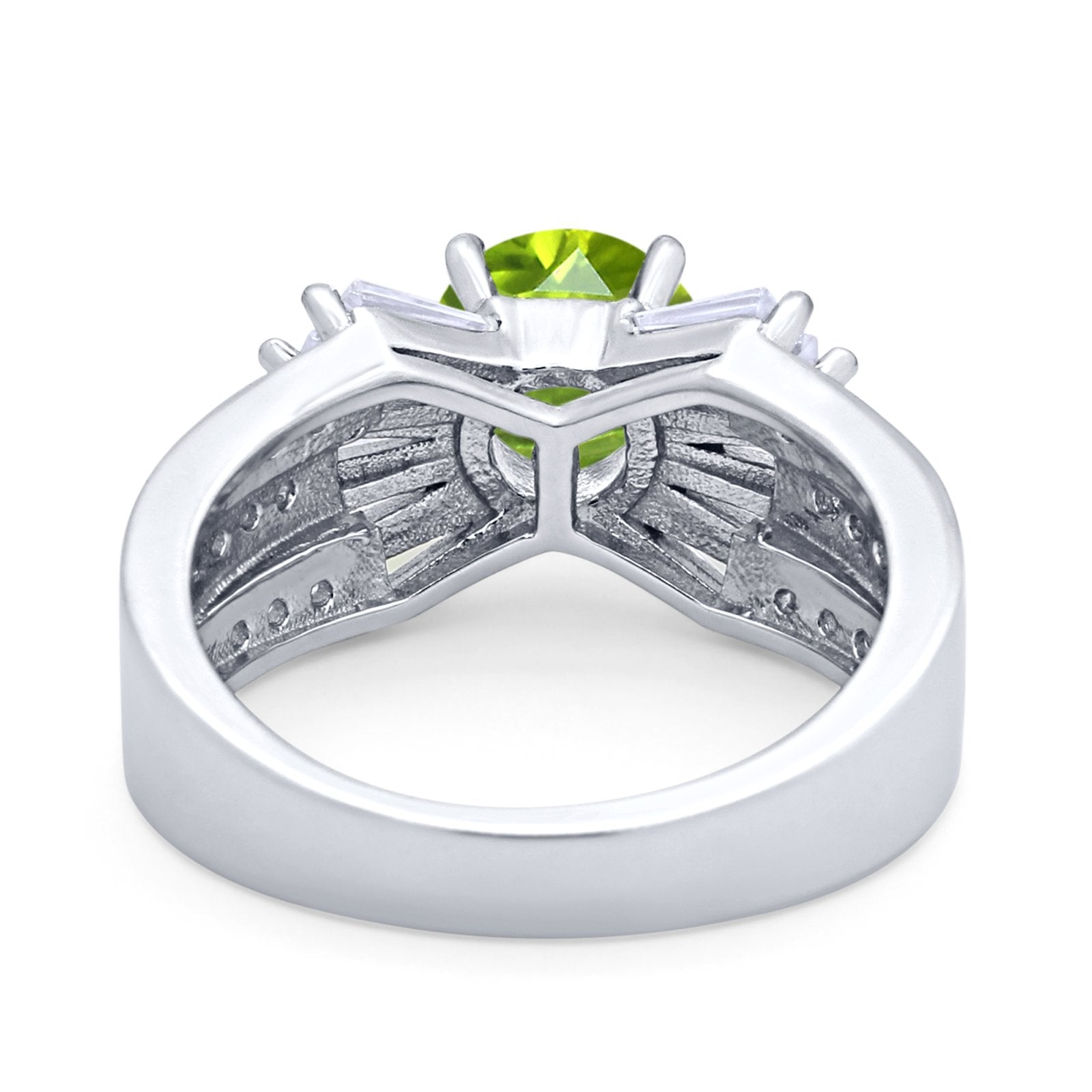 Art Dec Wedding Bridal Ring Round Simulated Cubic Zirconia 925 Sterling Silver