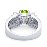 Art Dec Wedding Bridal Ring Round Simulated Cubic Zirconia 925 Sterling Silver
