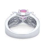 Art Dec Wedding Bridal Ring Round Simulated Cubic Zirconia 925 Sterling Silver