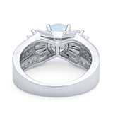 Art Dec Wedding Bridal Ring Round Simulated Cubic Zirconia 925 Sterling Silver