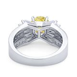 Art Dec Wedding Bridal Ring Round Simulated Cubic Zirconia 925 Sterling Silver