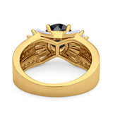 Art Dec Wedding Bridal Ring Round Simulated Cubic Zirconia 925 Sterling Silver