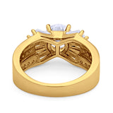 Art Dec Wedding Bridal Ring Round Simulated Cubic Zirconia 925 Sterling Silver