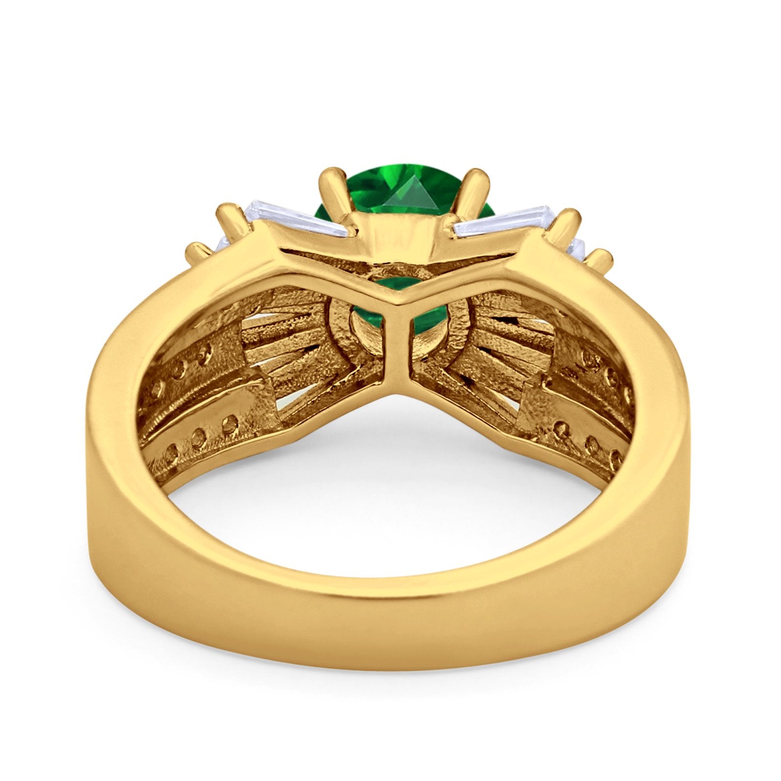 Art Dec Wedding Bridal Ring Round Simulated Cubic Zirconia 925 Sterling Silver