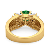 Art Dec Wedding Bridal Ring Round Simulated Cubic Zirconia 925 Sterling Silver