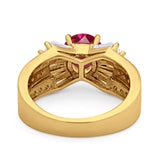 Art Dec Wedding Bridal Ring Round Simulated Cubic Zirconia 925 Sterling Silver