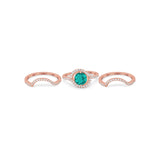 Three Piece Ring Band Round Simulated Cubic Zirconia 925 Sterling Silver